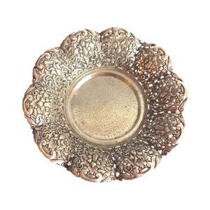 Antique Hanau Pierced Silver Footed Serving Bowl - Floral Orchid Rococo
